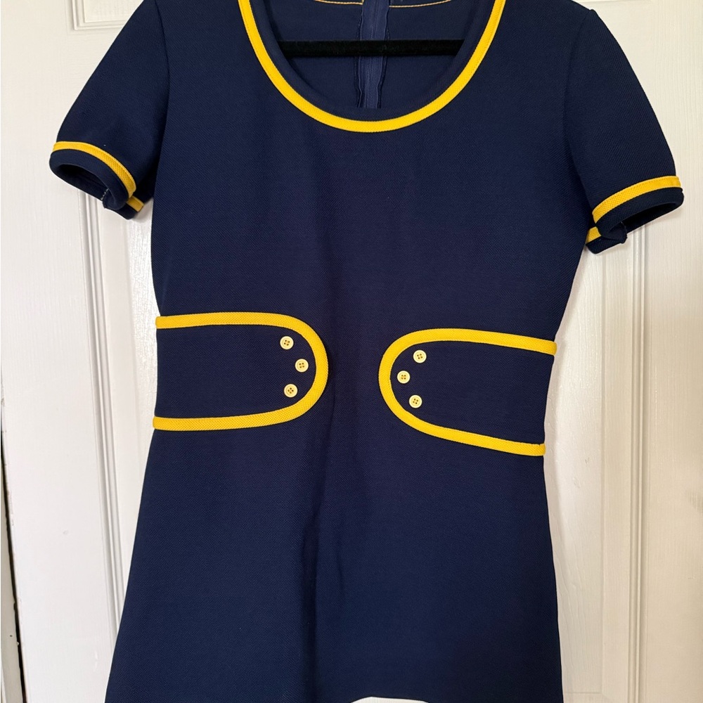 Navy Dress with Yellow Accents
